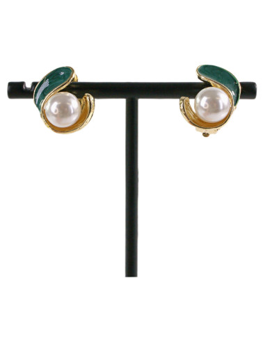 Klipsy do Uszu  ZIELONY ZAWIJAS Z PERŁĄ Lolita...