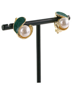 Klipsy do Uszu  ZIELONY ZAWIJAS Z PERŁĄ Lolita Akcesoria 2