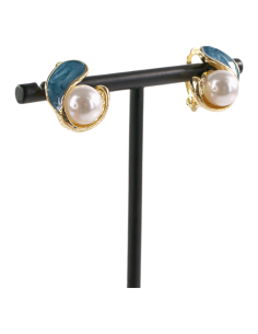 Klipsy do Uszu  NIEBIESKI ZAWIJAS Z PERŁĄ Lolita Akcesoria 2