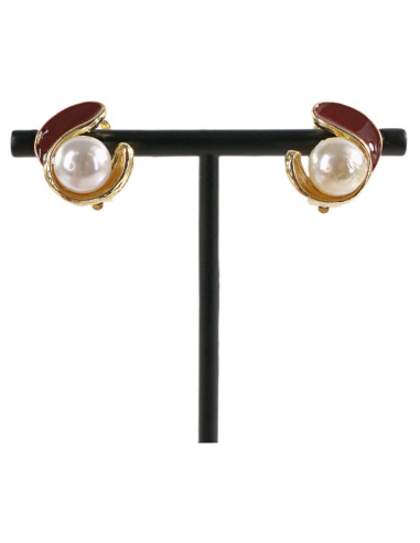 Klipsy do Uszu CZERWONO - BORDOWY  ZAWIJAS Z...