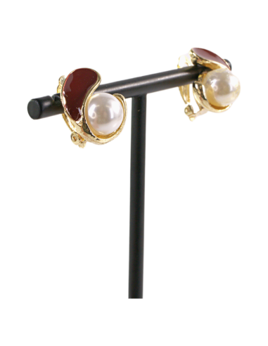 Klipsy do Uszu CZERWONO - BORDOWY  ZAWIJAS Z...