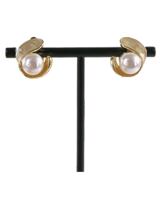 Klipsy do Uszu  BEŻOWY ZAWIJAS Z PERŁĄ Lolita Akcesoria 2