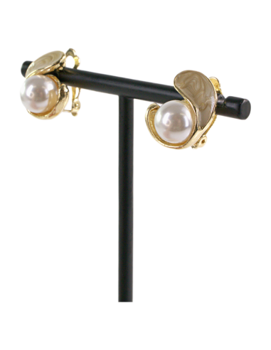 Klipsy do Uszu  BEŻOWY ZAWIJAS Z PERŁĄ Lolita...