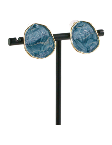 KLIPSY DO USZU NIEBIESKIE "GUZIKI" MELANŻ...