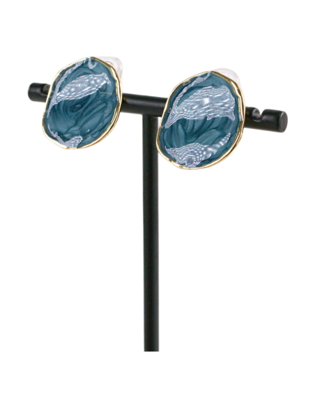 KLIPSY DO USZU NIEBIESKIE "GUZIKI" MELANŻ LOLITA AKCESORIA