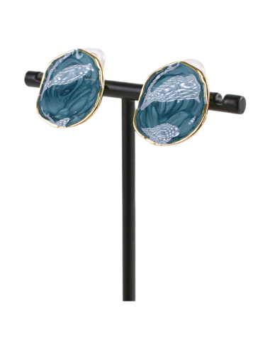 KLIPSY DO USZU NIEBIESKIE "GUZIKI" MELANŻ...