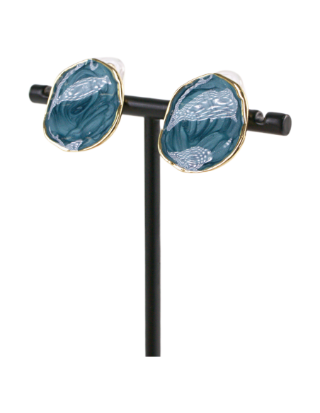 KLIPSY DO USZU NIEBIESKIE "GUZIKI" MELANŻ LOLITA AKCESORIA