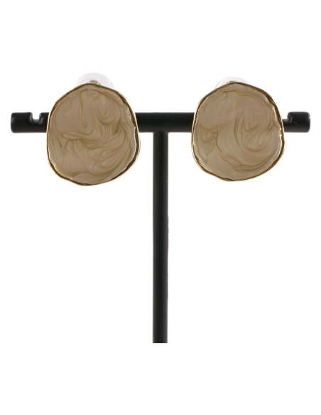 KLIPSY DO USZU BEŻOWE "GUZIKI" MELANŻ LOLITA AKCESORIA