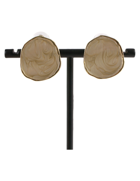 KLIPSY DO USZU BEŻOWE "GUZIKI" MELANŻ LOLITA AKCESORIA