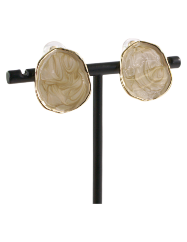 KLIPSY DO USZU BEŻOWE "GUZIKI" MELANŻ LOLITA...