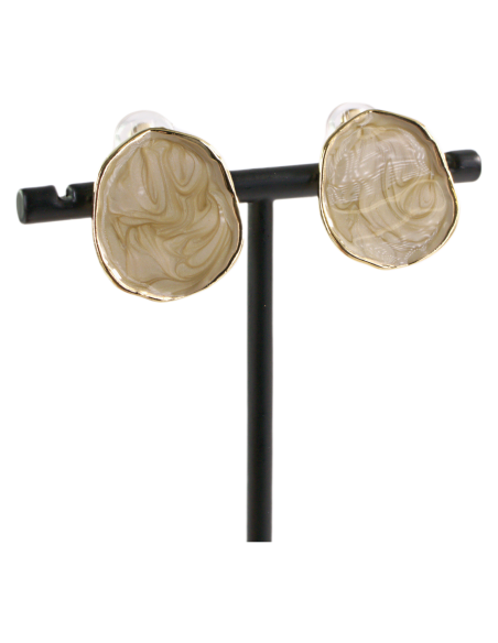 KLIPSY DO USZU BEŻOWE "GUZIKI" MELANŻ LOLITA AKCESORIA