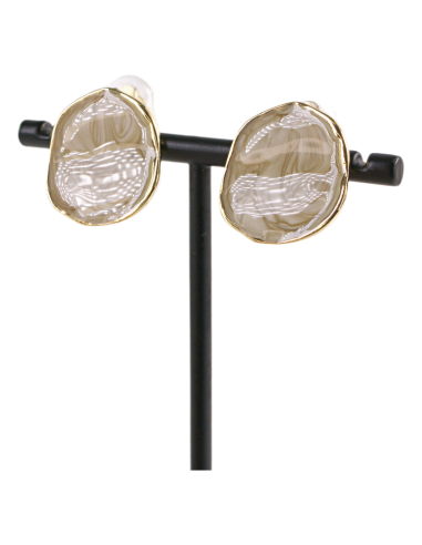 KLIPSY DO USZU BEŻOWE "GUZIKI" MELANŻ LOLITA...