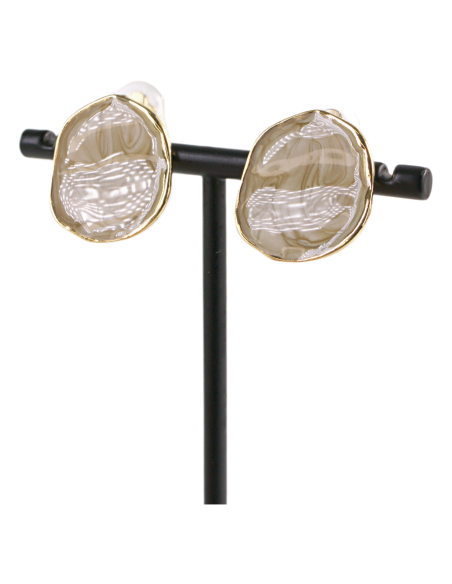 KLIPSY DO USZU BEŻOWE "GUZIKI" MELANŻ LOLITA AKCESORIA