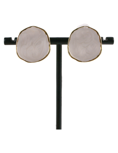 KLIPSY DO USZU BIAŁY ECRU "GUZIKI" MELANŻ...