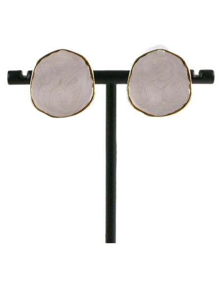 KLIPSY DO USZU BIAŁY ECRU "GUZIKI" MELANŻ LOLITA AKCESORIA