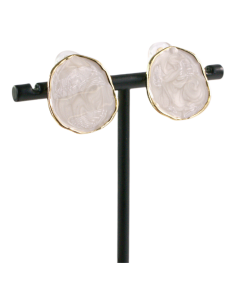 KLIPSY DO USZU BIAŁY ECRU "GUZIKI" MELANŻ LOLITA AKCESORIA 2