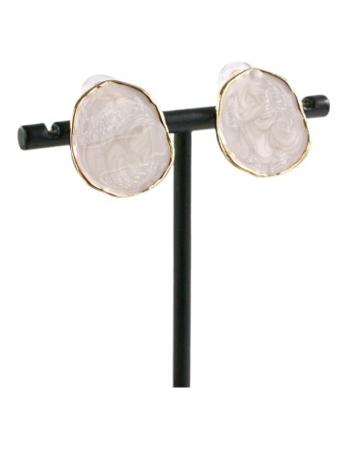 KLIPSY DO USZU BIAŁY ECRU "GUZIKI" MELANŻ...