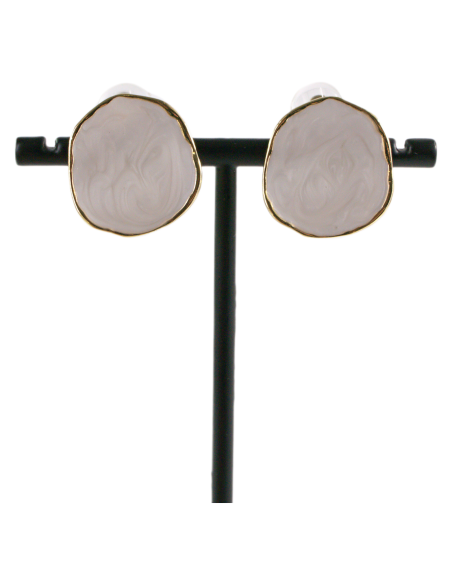 KLIPSY DO USZU BIAŁY ECRU "GUZIKI" MELANŻ LOLITA AKCESORIA