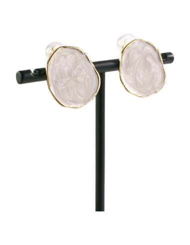 KLIPSY DO USZU BIAŁY ECRU "GUZIKI" MELANŻ...