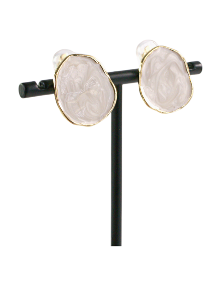 KLIPSY DO USZU BIAŁY ECRU "GUZIKI" MELANŻ LOLITA AKCESORIA