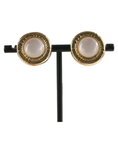 KLIPSY DO USZU ZŁOTE "guziki" KOCIE OKO LOLITA...