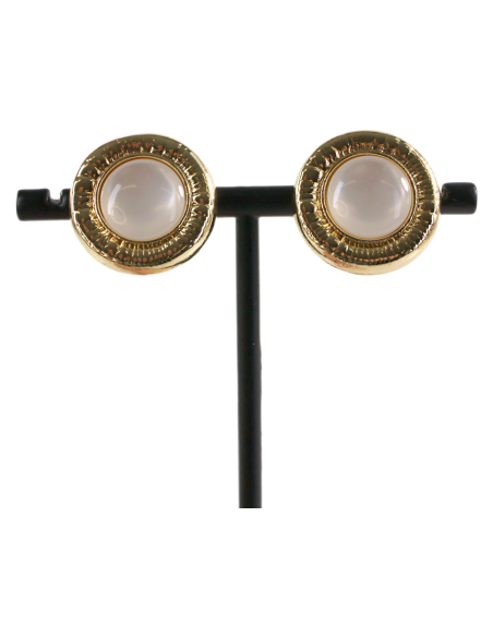 KLIPSY DO USZU ZŁOTE "guziki" KOCIE OKO LOLITA AKCESORIA