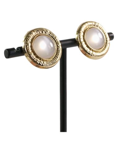 KLIPSY DO USZU ZŁOTE "guziki" KOCIE OKO LOLITA...