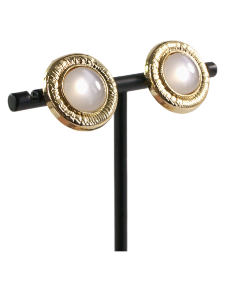 KLIPSY DO USZU ZŁOTE "guziki" KOCIE OKO LOLITA AKCESORIA