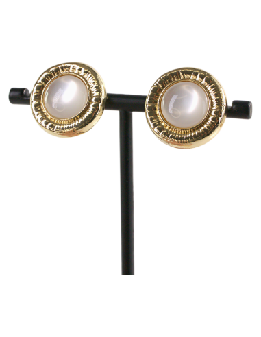 KLIPSY DO USZU ZŁOTE "guziki" KOCIE OKO LOLITA...