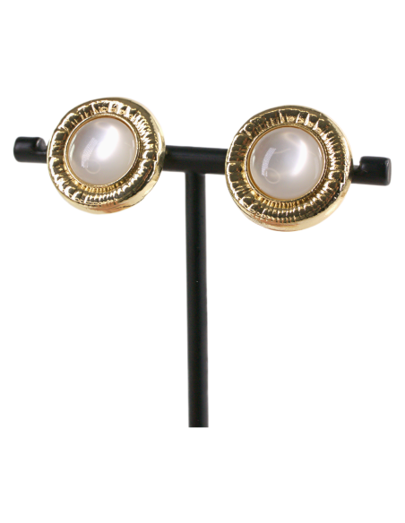 KLIPSY DO USZU ZŁOTE "guziki" KOCIE OKO LOLITA AKCESORIA