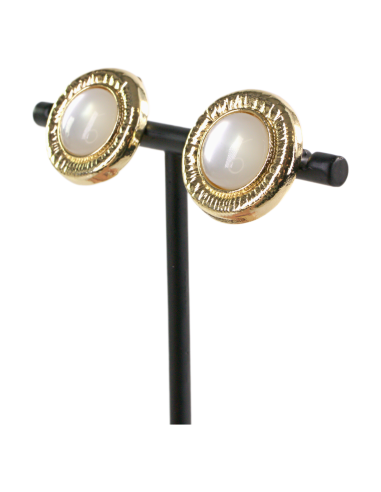 KLIPSY DO USZU ZŁOTE "guziki" KOCIE OKO LOLITA...