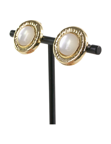 KLIPSY DO USZU ZŁOTE "guziki" KOCIE OKO LOLITA AKCESORIA