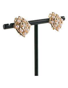 KLIPSY DO USZU ZŁOTE ROMBY Z PEREŁKAMI LOLITA AKCESORIA 2