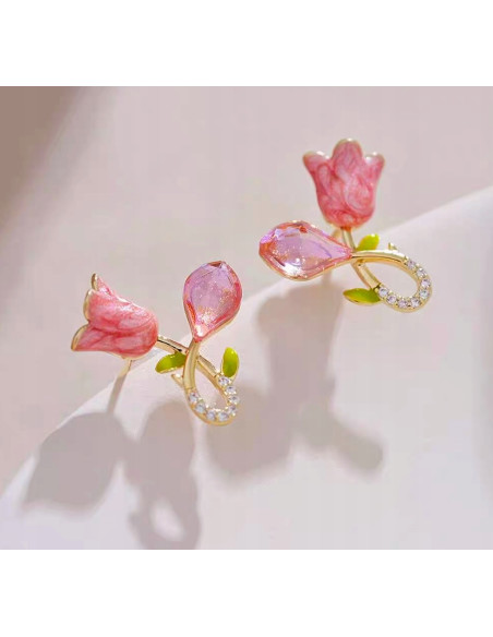 Kolczyki KWIATY KONWALIE BOHO Lolita Accessories srebrny sztyft 925