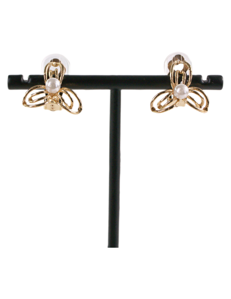 KLIPSY DO USZU ZŁOTE KWIATKI KWIATEK Z PERŁĄ LOLITA AKCESORIA