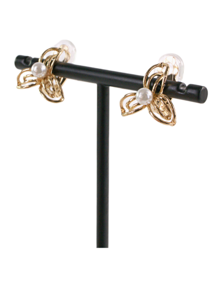 KLIPSY DO USZU ZŁOTE KWIATKI KWIATEK Z PERŁĄ LOLITA AKCESORIA