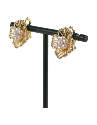 KLIPSY DO USZU ZŁOTE KWIATKI KWIATEK Z...