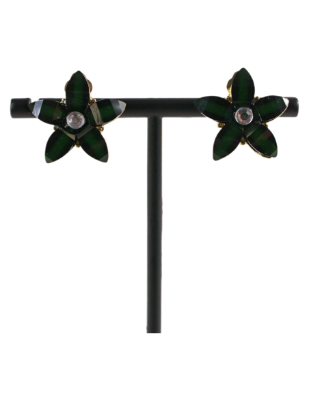 KLIPSY DO USZU CZARNE KWIATKI CZARNY KWIATEK  LOLITA AKCESORIA