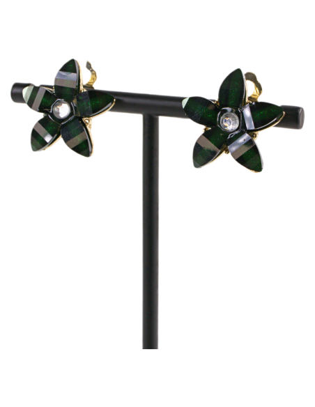 KLIPSY DO USZU CZARNE KWIATKI CZARNY KWIATEK  LOLITA AKCESORIA