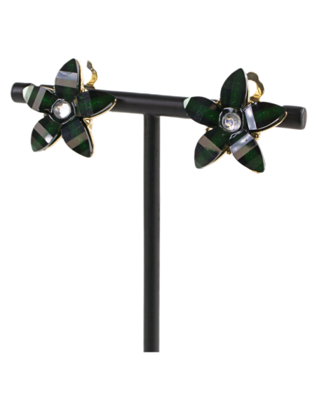 KLIPSY DO USZU CZARNE KWIATKI CZARNY KWIATEK  LOLITA AKCESORIA