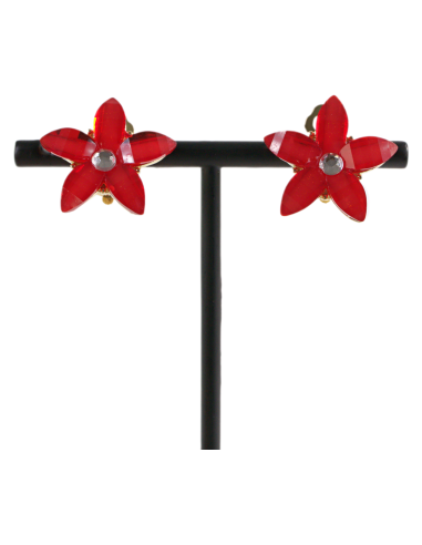 KLIPSY DO USZU CZERWONY KWIATKI CZERWONY...