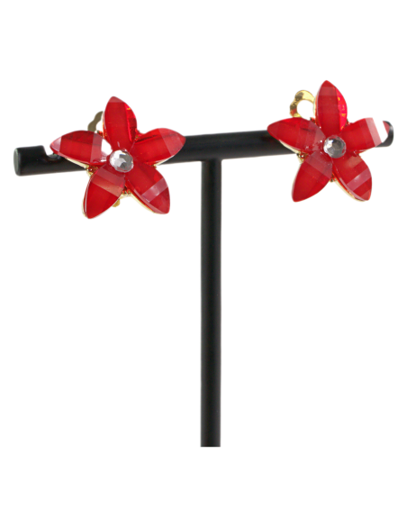 KLIPSY DO USZU CZERWONY KWIATKI CZERWONY KWIATEK  LOLITA AKCESORIA