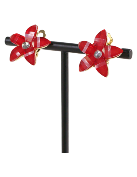 KLIPSY DO USZU CZERWONY KWIATKI CZERWONY KWIATEK  LOLITA AKCESORIA