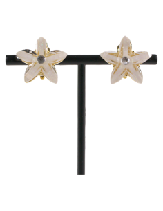 KLIPSY DO USZU BIAŁY ECRU KWIATKI BIAŁY ECRU KWIATEK...