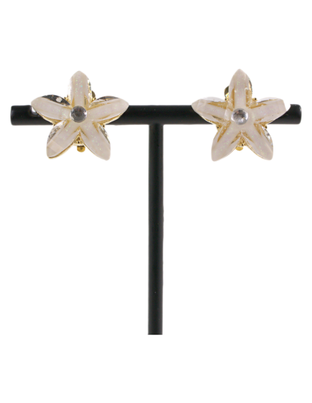 KLIPSY DO USZU BIAŁY ECRU KWIATKI BIAŁY ECRU KWIATEK  LOLITA AKCESORIA