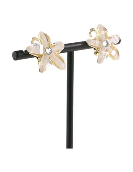 KLIPSY DO USZU BIAŁY ECRU KWIATKI BIAŁY ECRU KWIATEK  LOLITA AKCESORIA