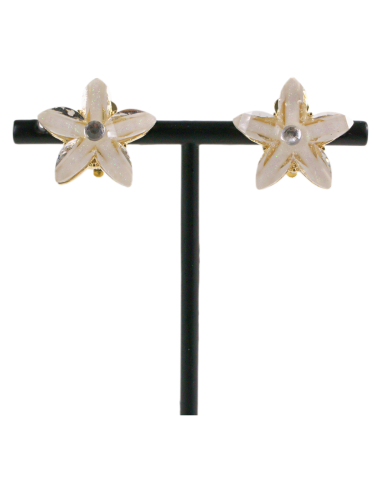 KLIPSY DO USZU BIAŁY ECRU KWIATKI BIAŁY ECRU...