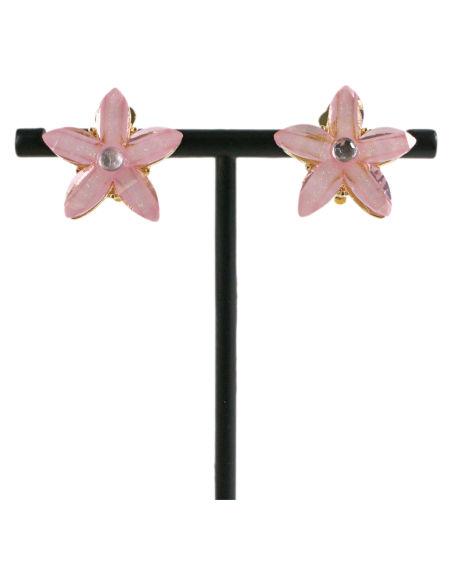 KLIPSY DO USZU RÓZOWE KWIATKI RÓZOWY KWIATEK  LOLITA AKCESORIA