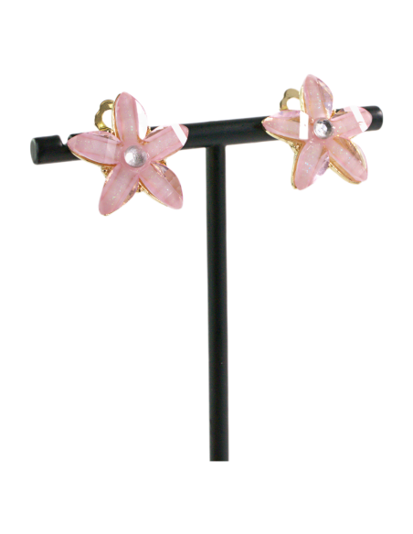 KLIPSY DO USZU RÓZOWE KWIATKI RÓZOWY KWIATEK  LOLITA AKCESORIA