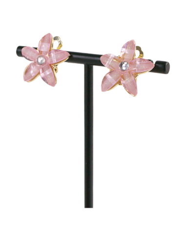 KLIPSY DO USZU RÓZOWE KWIATKI RÓZOWY KWIATEK...